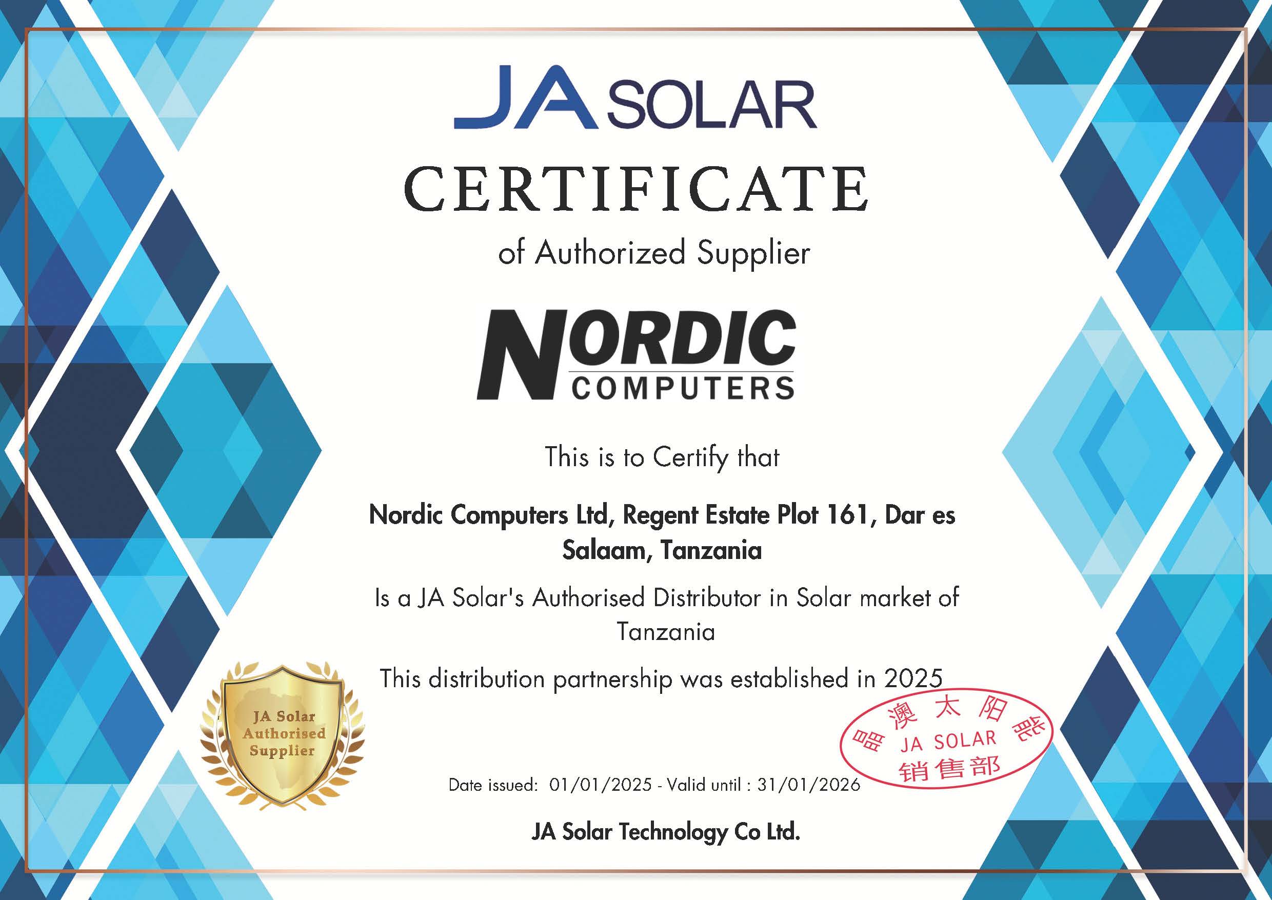 JAsolar Authorised Distributor in Tanzania