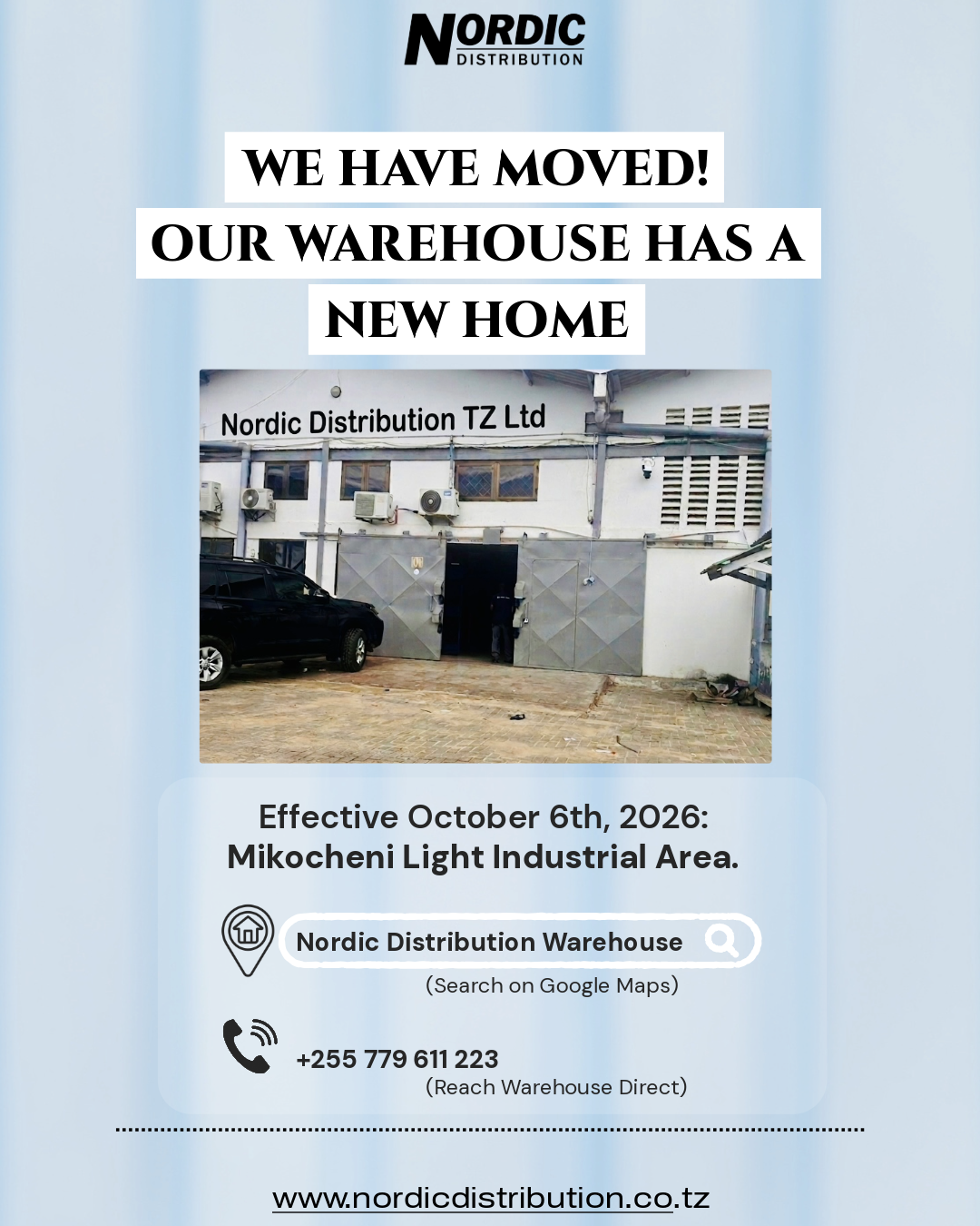 Nordic Distribution Announces Relocation of Primary Warehouse Facility.