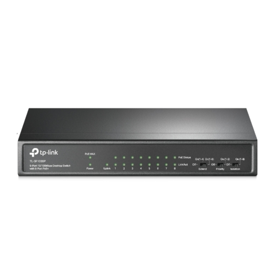 TP-link 9-Port 10/100Mbps Desktop Switch with 8-Port PoE+, 2 Year Warranty
