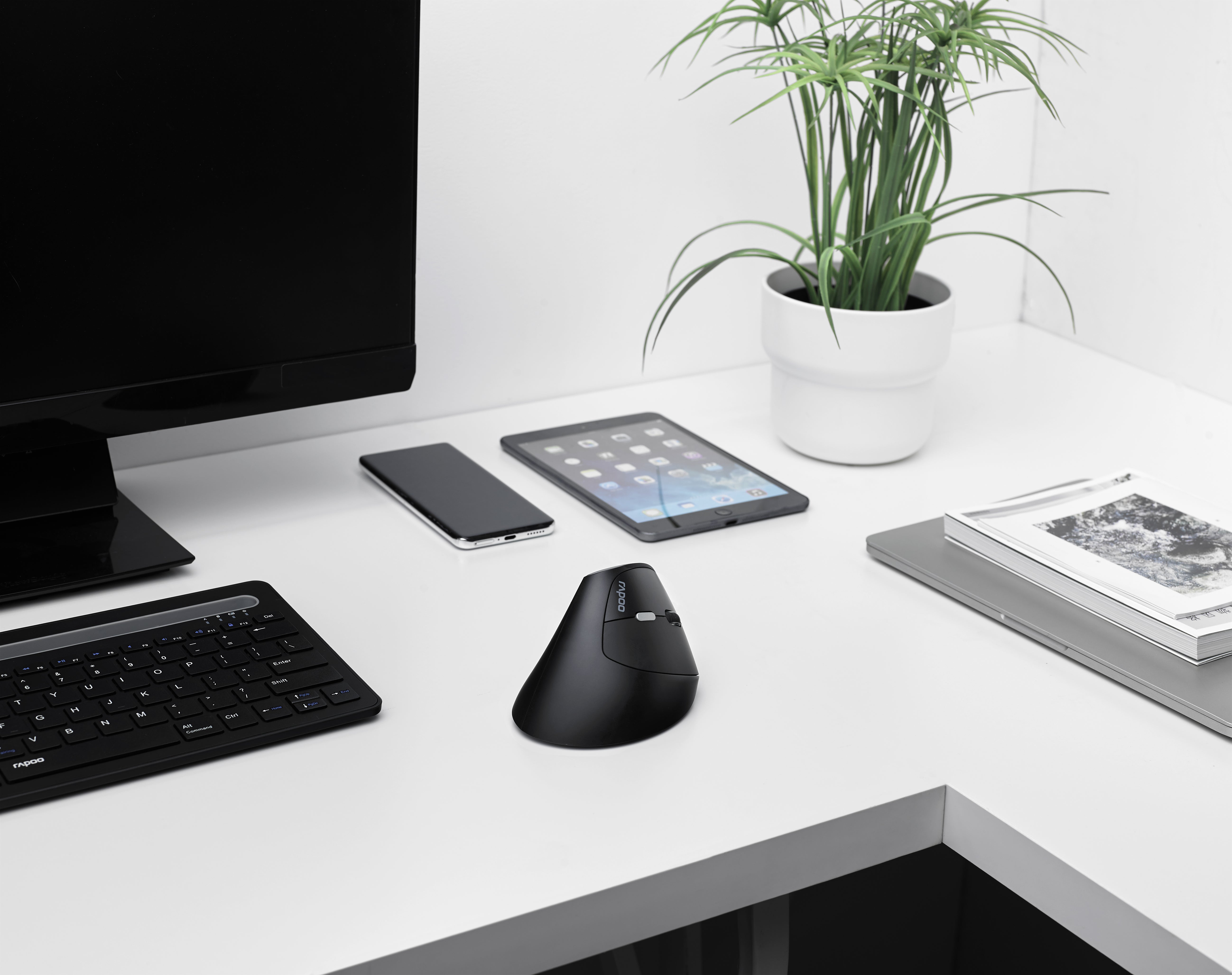 Rapoo EV250 Silent Wireless Vertical Ergonomic optical mouse Black, 1 Year Warranty