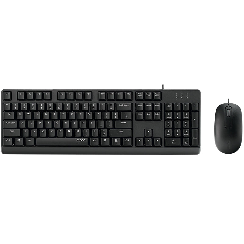 Rapoo Wired Optical Mouse & Keyboard Combo US_Black, 1 Year Warranty