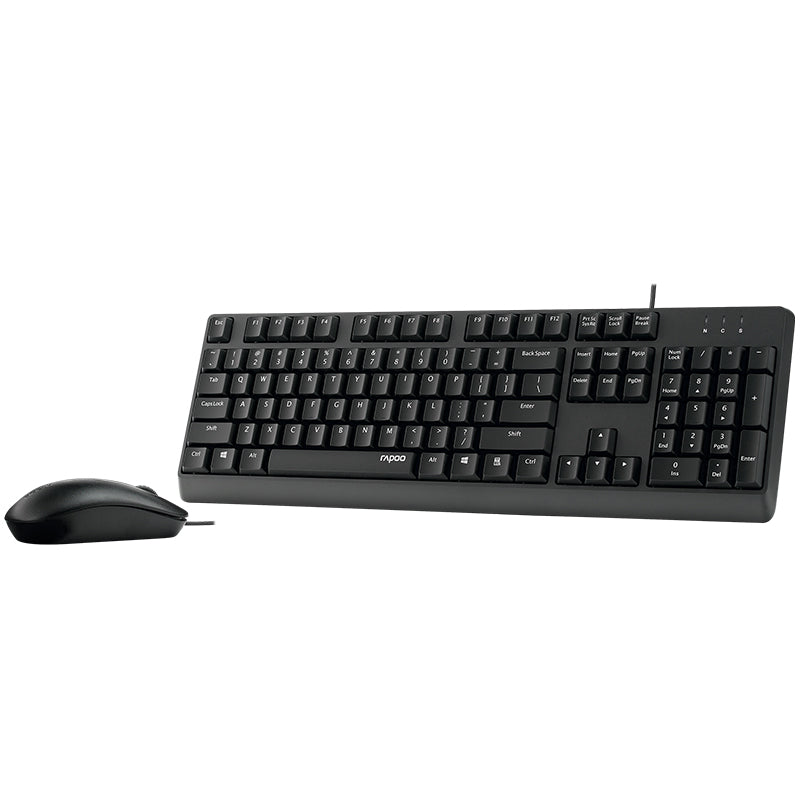 Rapoo Wired Optical Mouse & Keyboard Combo US_Black, 1 Year Warranty