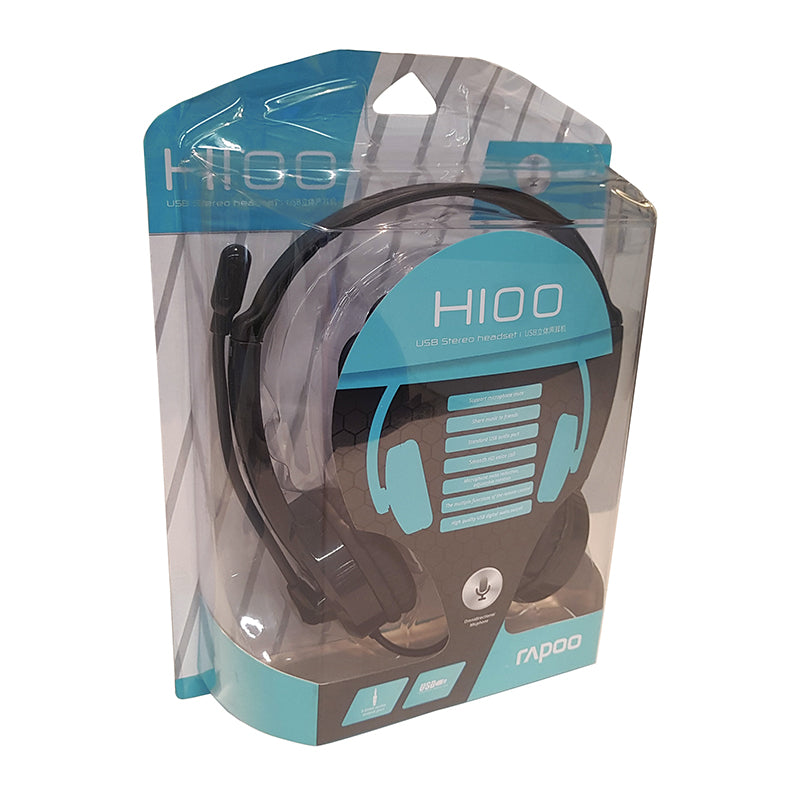 Rapoo Wired Stereo headset Black, 1 Year Warranty