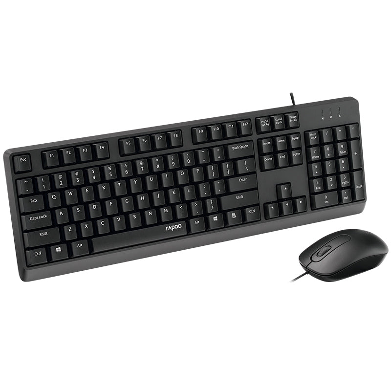 Rapoo Wired Optical Mouse & Keyboard Combo US_Black, 1 Year Warranty