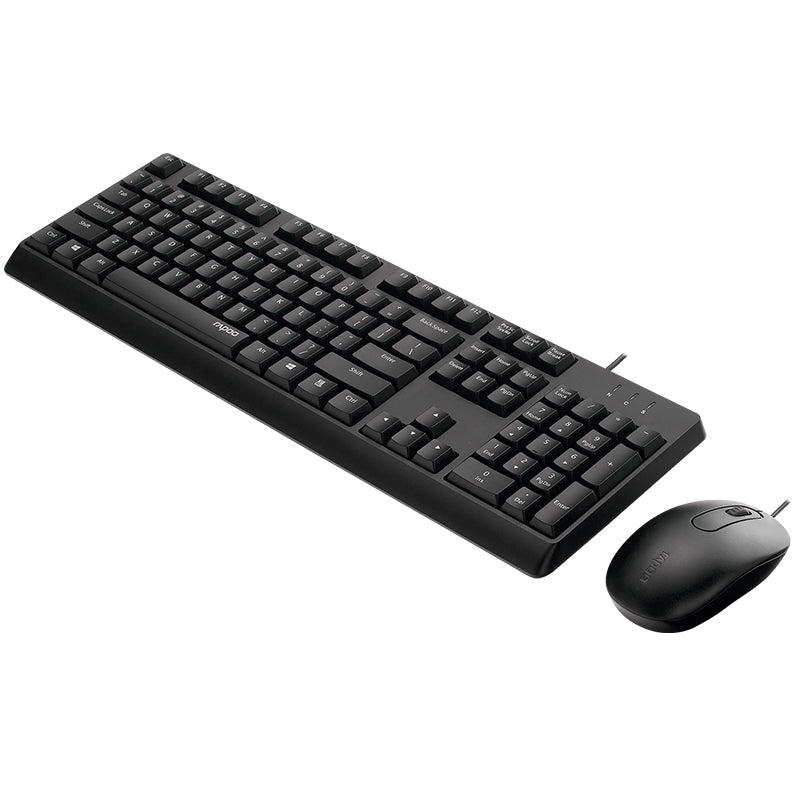 Rapoo Wired Optical Mouse & Keyboard Combo US_Black, 1 Year Warranty
