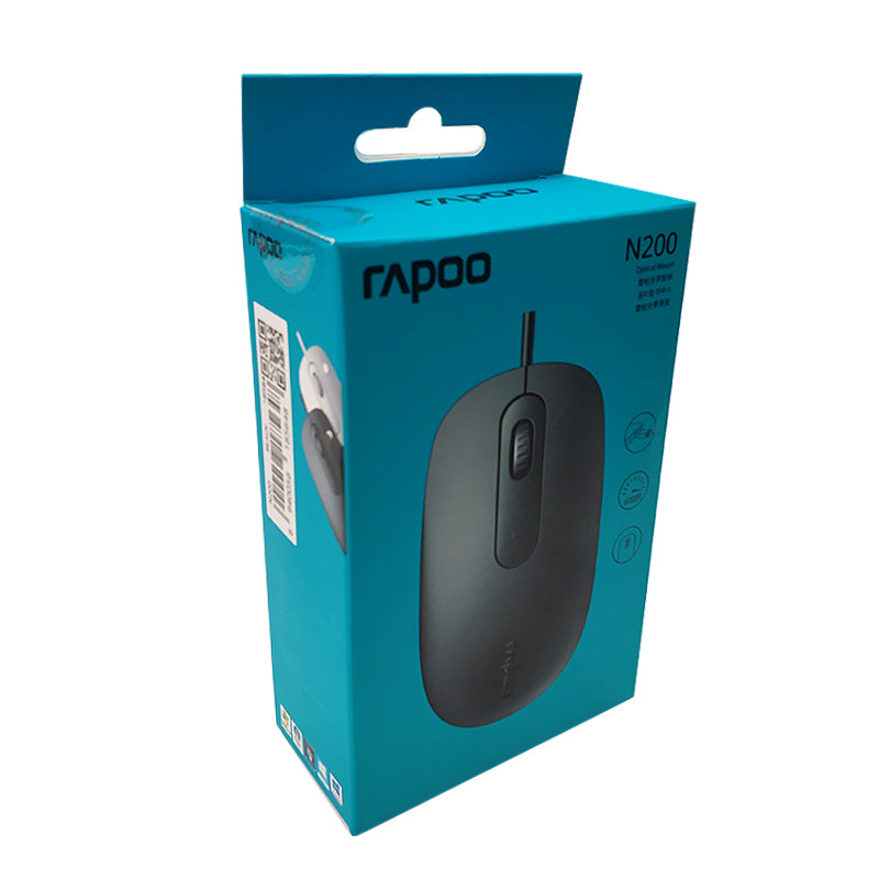 Rapoo Wired Optical Mouse Black, 1 Year Warranty