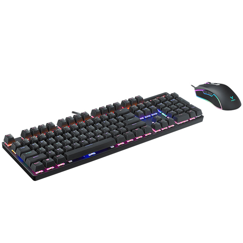Rapoo Backlit Gaming Keyboard & Optical Gaming Mouse US_Black_RB, 1 Year Warranty