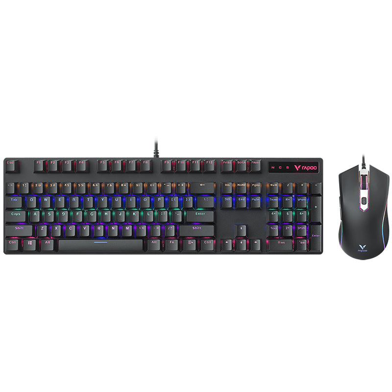 Rapoo Backlit Gaming Keyboard & Optical Gaming Mouse US_Black_RB, 1 Year Warranty