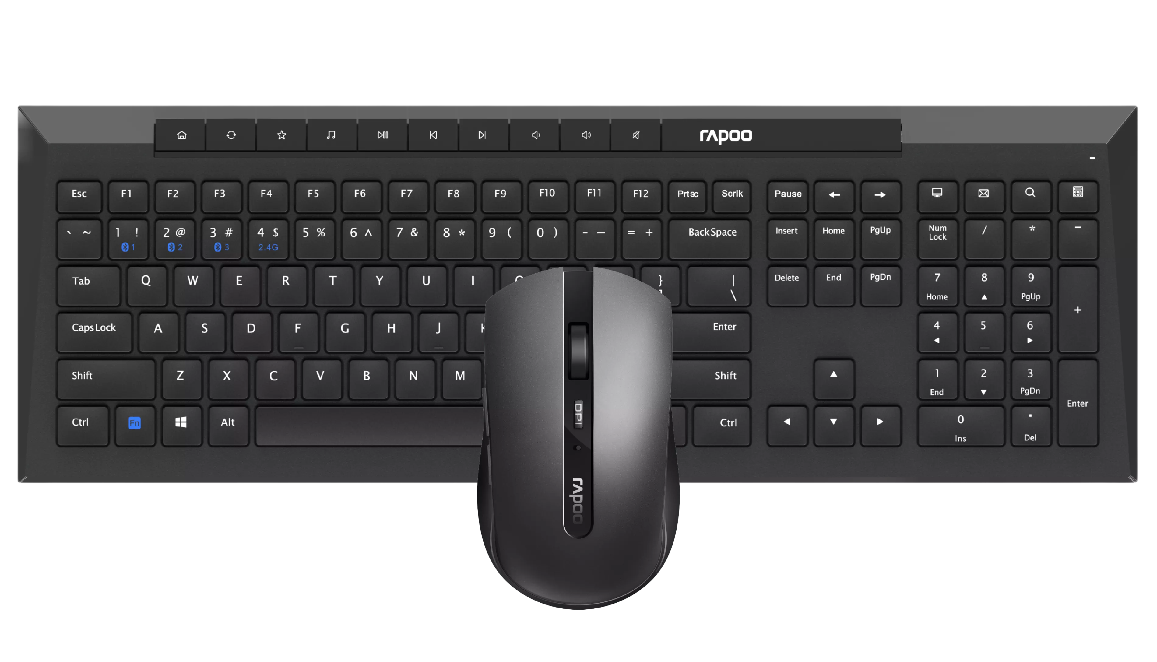 Rapoo Multi-mode Wireless Keyboard & Mouse US_Black, 1 Year Warranty