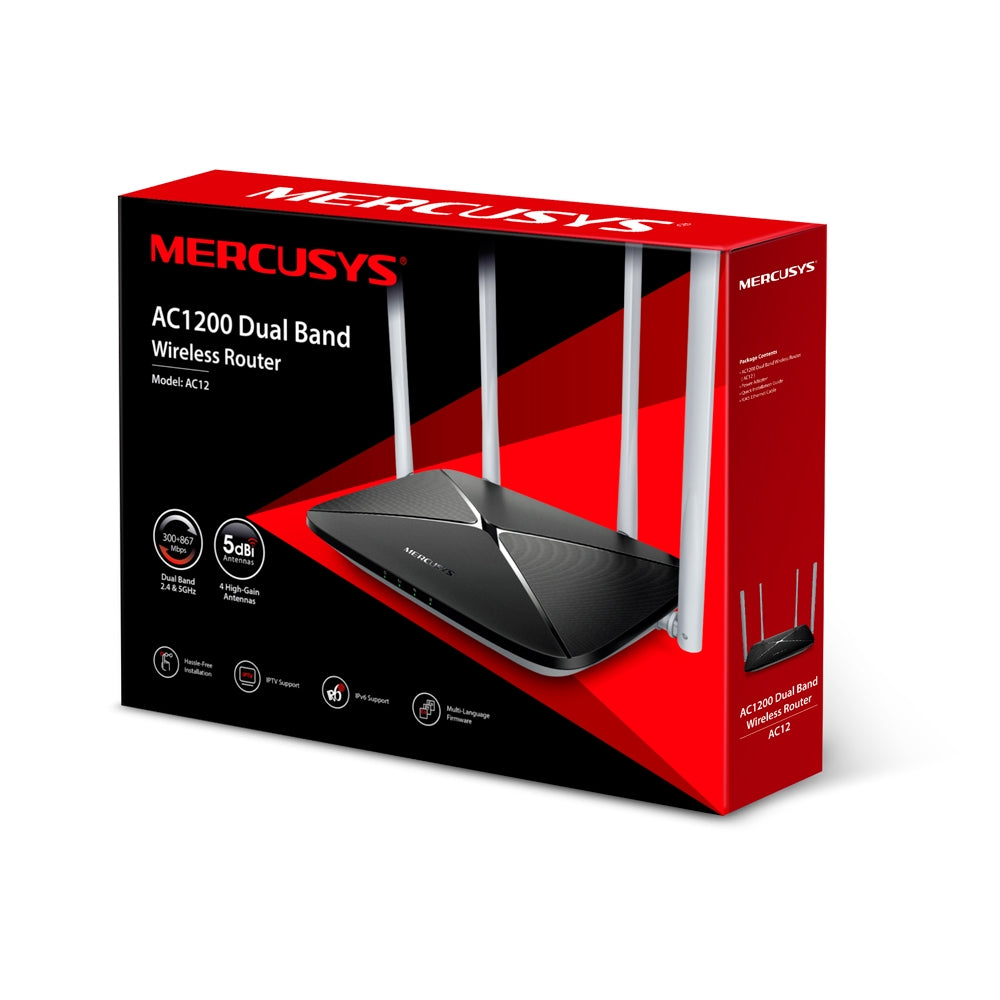Mercusys AC1200 Dual-Band Wi-Fi Router, 2 Year Warranty