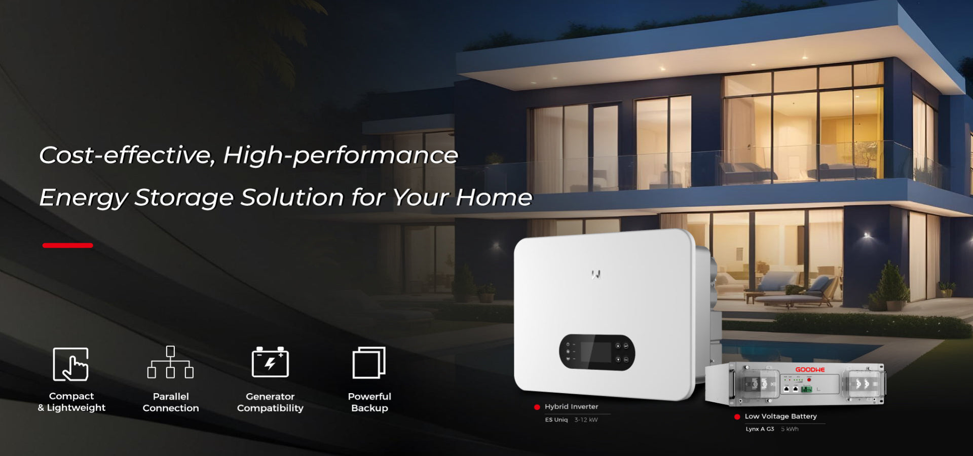 Energy storage solution for homes with a modern house in the background