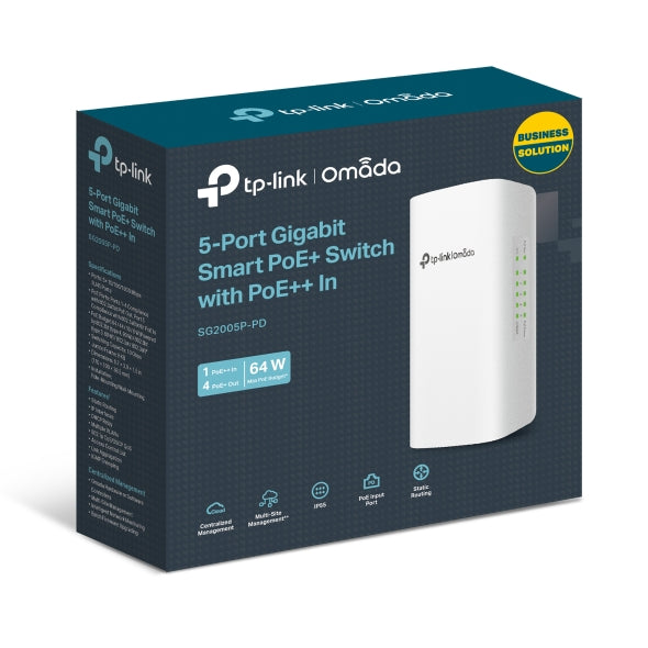 TP-Link Omada 5-Port Gigabit Smart Switch with 1-Port PoE++ in and 4-Port PoE+ out, 2 Year Warranty