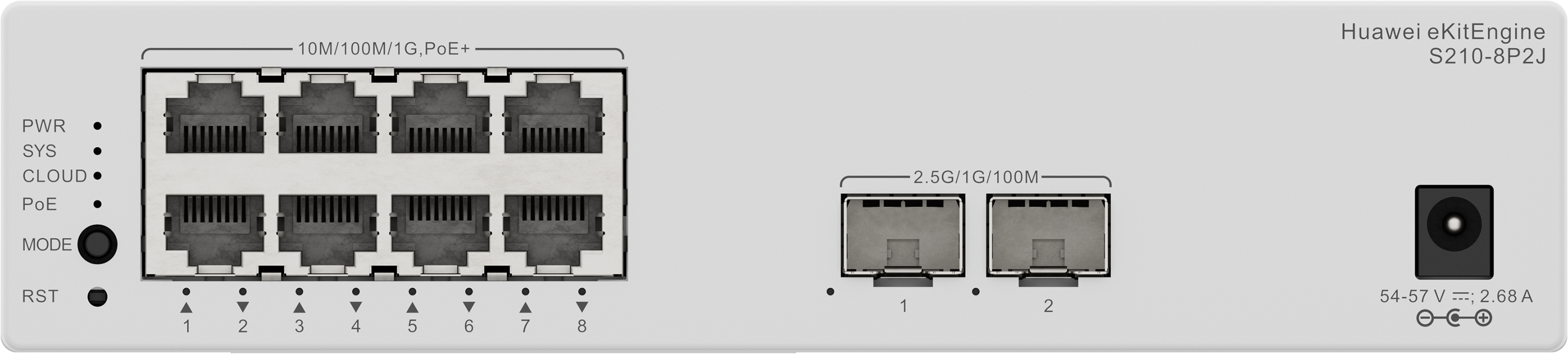 Huawei eKitEngine S210-8P2J 8-Port Gigabit PoE+ Web-Managed Switch (128W), 3 Year Warranty