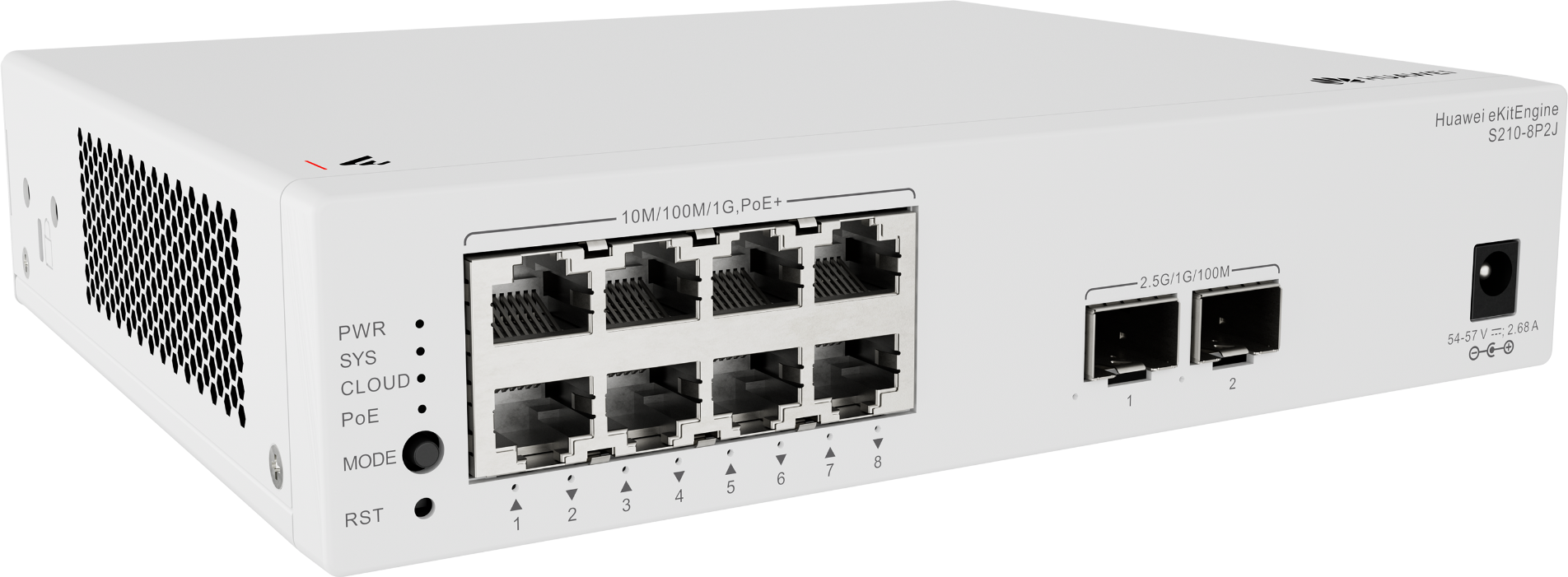 Huawei eKitEngine S210-8P2J 8-Port Gigabit PoE+ Web-Managed Switch (128W), 3 Year Warranty