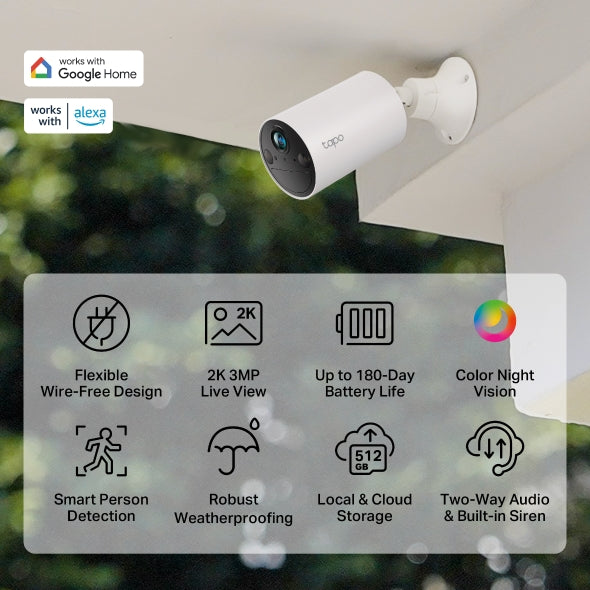 TPLink TAPO  2K Wire-Free Indoor/Outdoor Security Camera with battery, 2 Year Warranty