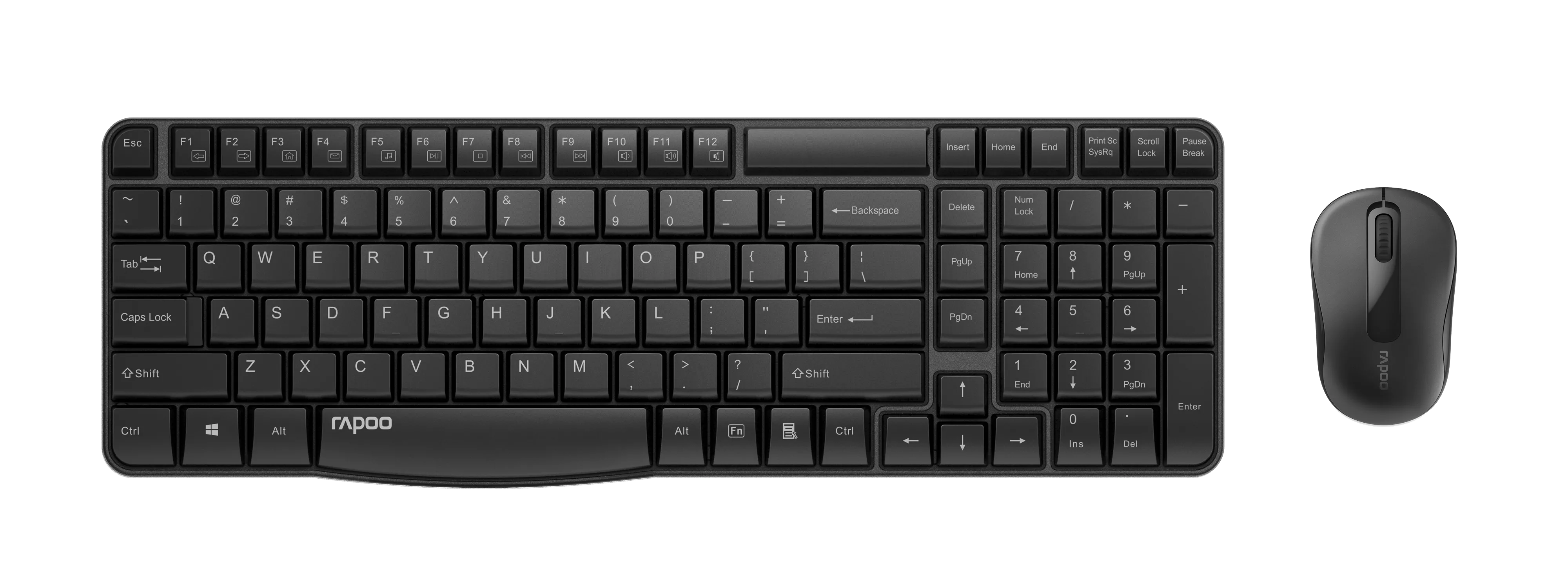 Rapoo Wireless Multimedia Keyboard & Optical Mouse US_Black, 1 Year Warranty