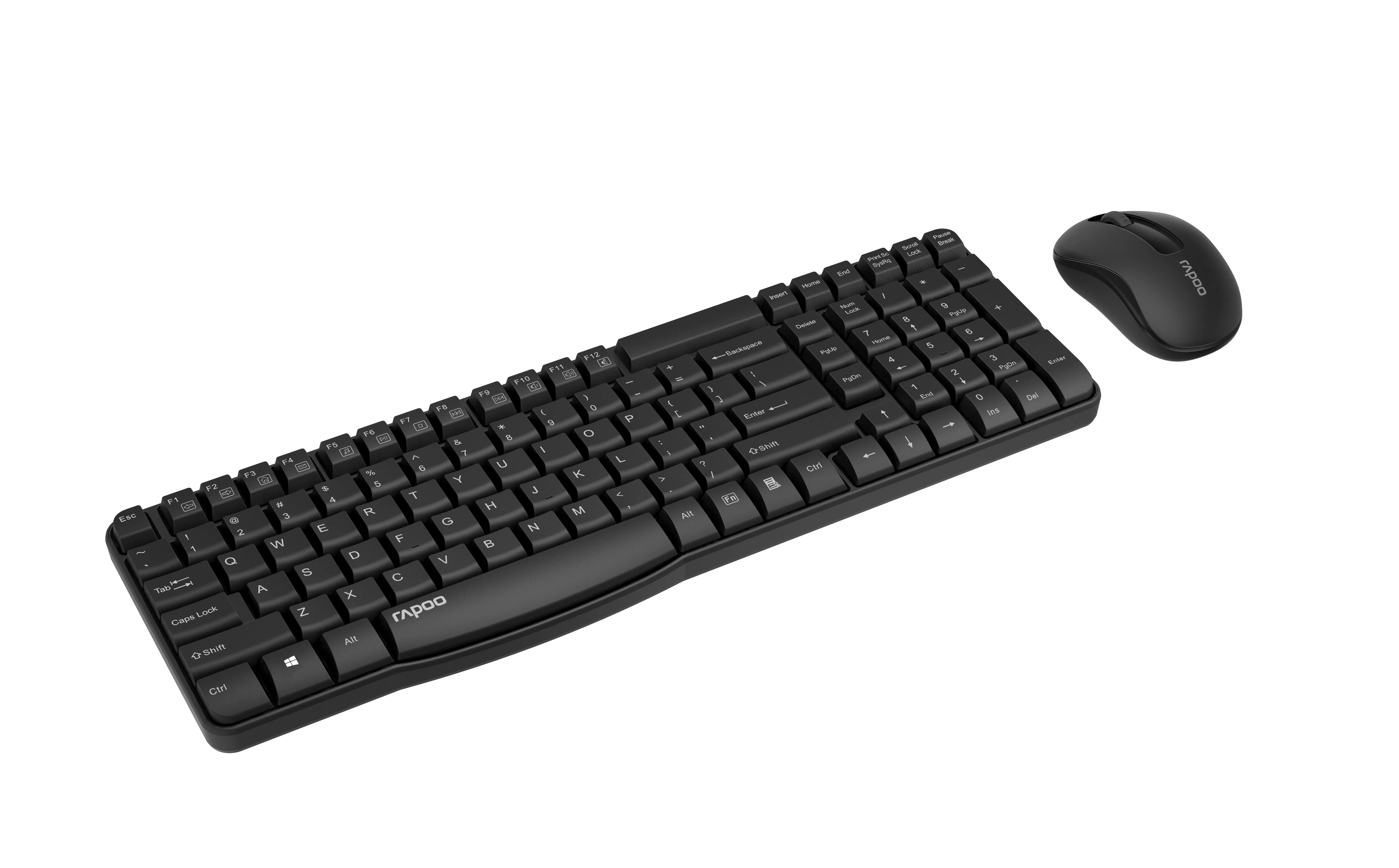 Rapoo Wireless Multimedia Keyboard & Optical Mouse US_Black, 1 Year Warranty