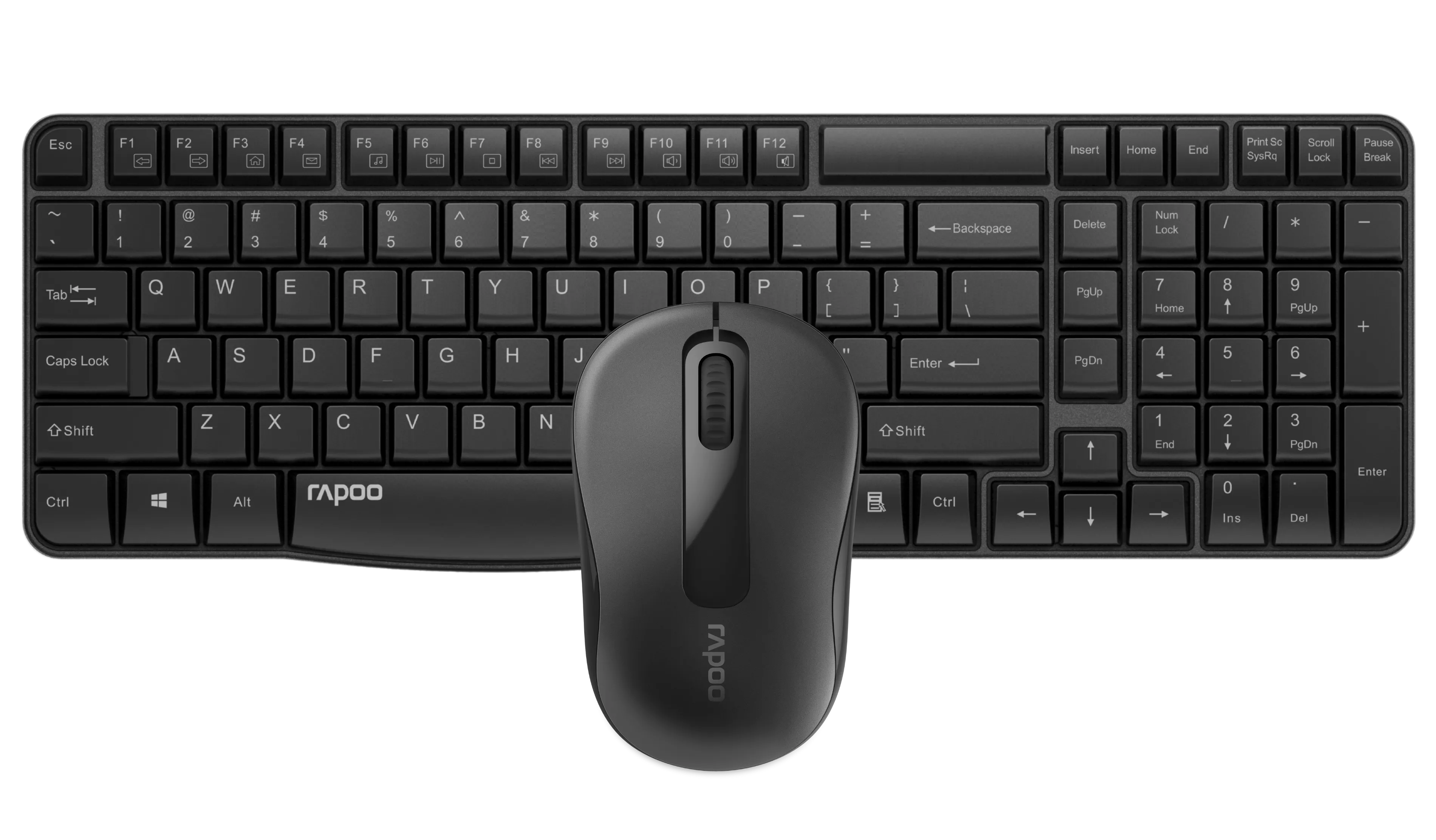 Rapoo Wireless Multimedia Keyboard & Optical Mouse US_Black, 1 Year Warranty