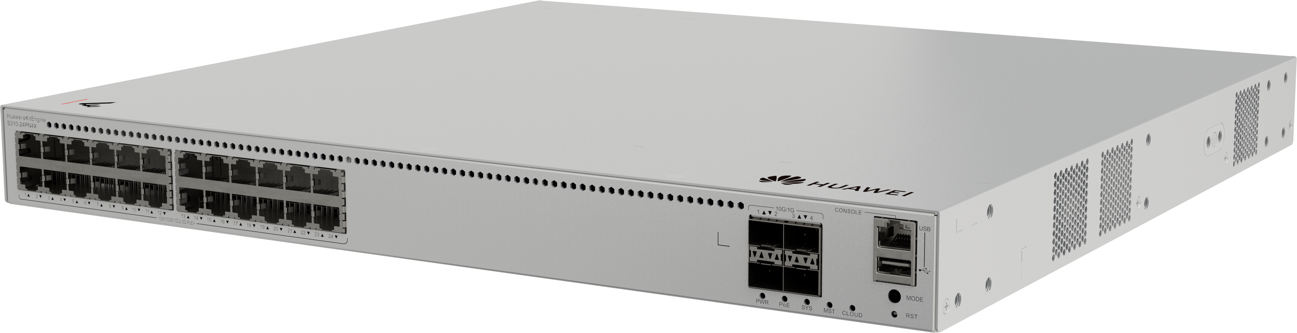 Huawei eKitEngine S310-24PN4X 24-Port Gigabit PoE+ Managed Switch with 4× 10G SFP+ Uplinks, 3 Year Warranty