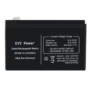 EVI Power 9AH 12 Volt Battery, 1 Year Warranty