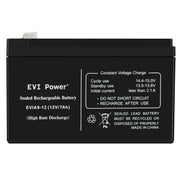 EVI Power 7AH 12 Volt Battery, 1 Year Warranty