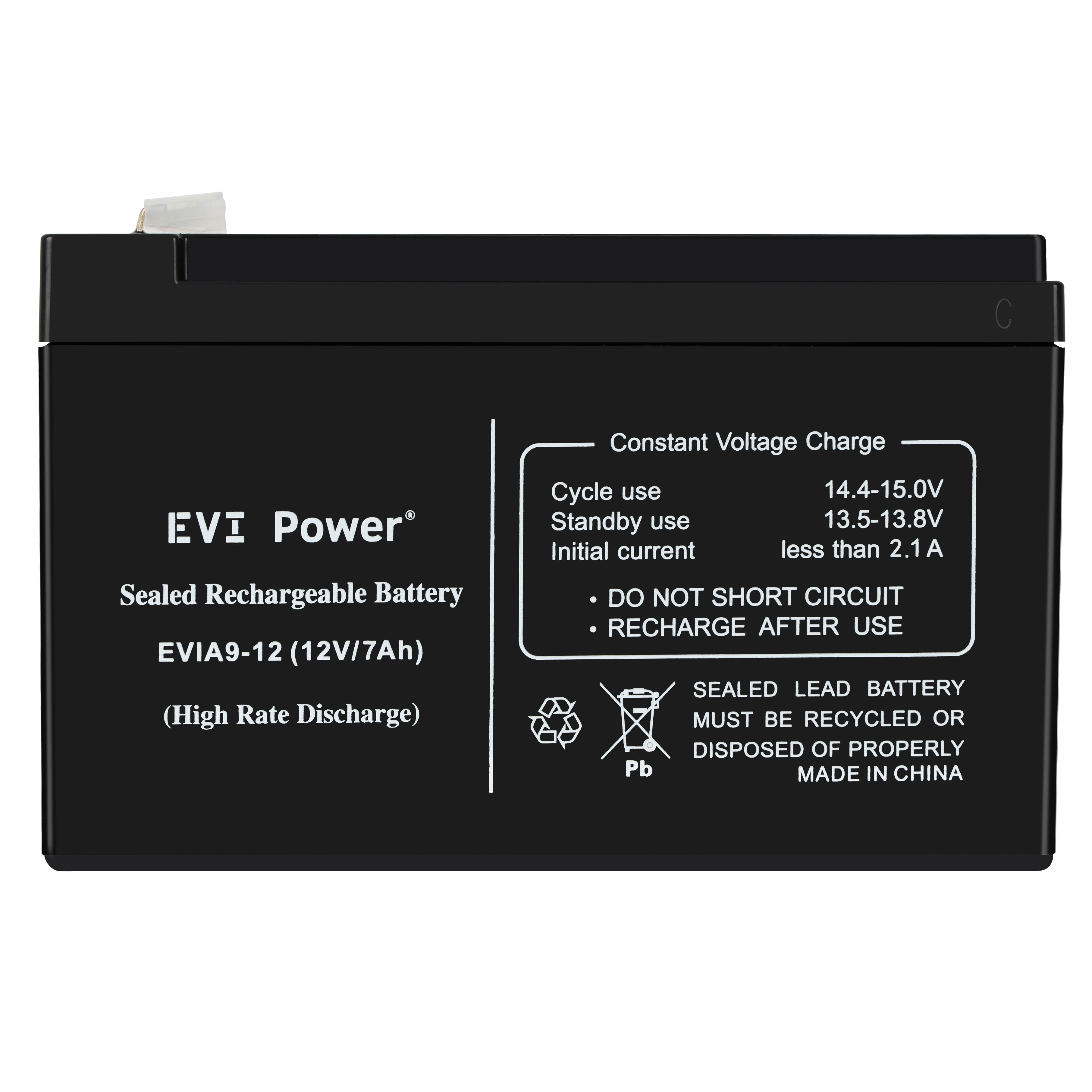 EVI Power 7AH 12 Volt Battery, 1 Year Warranty